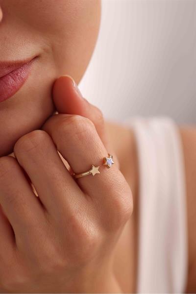Lila Mineli Yıldız Model Star Yüzük