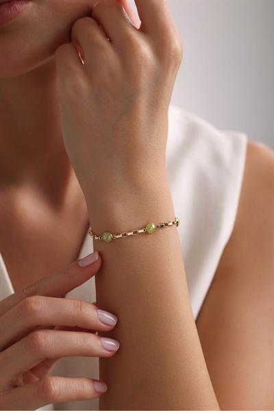 Lime Taşlı Minio Ataş Bileklik
