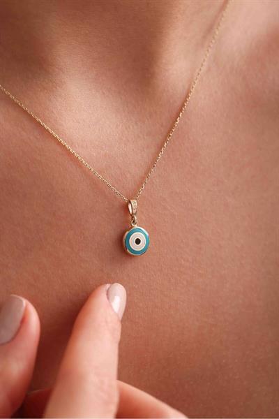 Mavi Lacivert Mineli Çift Taraflı Nazar Boncuğu Göz Kolye Ucu