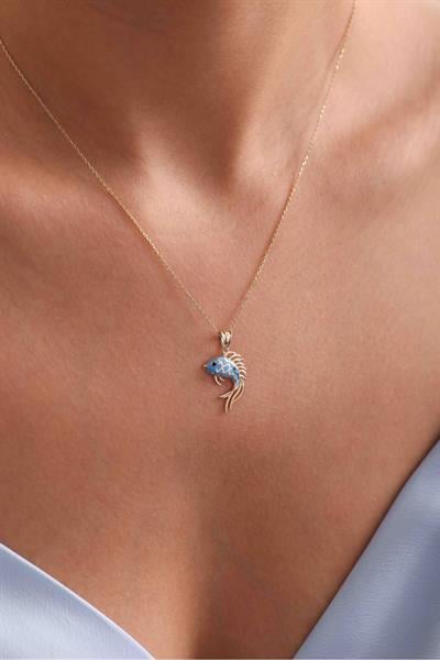 Mavi Mineli Balık Kolye Ucu