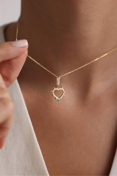 Mavi Mineli Kalp & Yonca Charm Bileklik