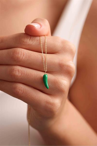 Mineli Yeşil Biber Şans Kolye