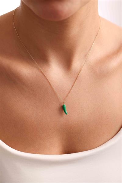 Mineli Yeşil Biber Şans Kolye