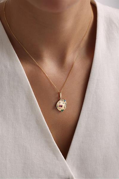 Mix Stone Galaxy Moon Kilitli Charm Pendant