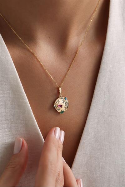 Mix Stone Galaxy Moon Kilitli Charm Pendant