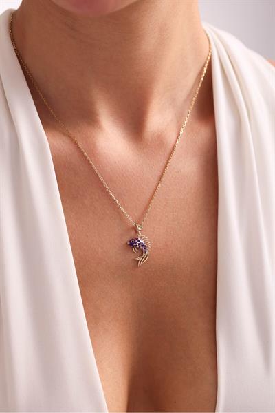 Mor Mineli Balık Kolye Ucu