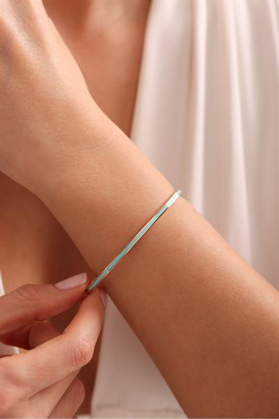 Octo Mavi Turkuaz Mineli Köşeli Bilezik