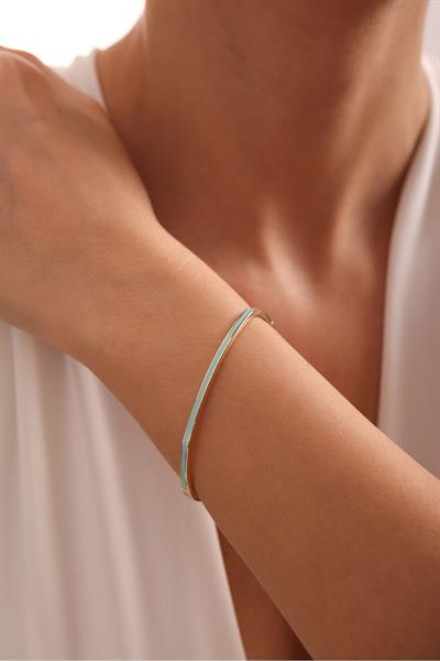 Octo Mavi Turkuaz Mineli Köşeli Bilezik