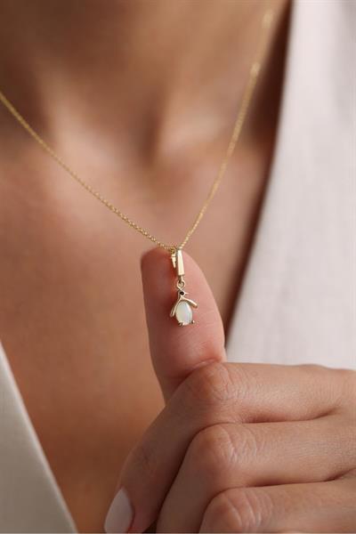 Opal Taşlı Penguen & Taşlı Yıldız Charm Bileklik
