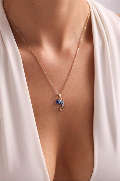 Pastel Mavi Mineli Balık Kolye Ucu