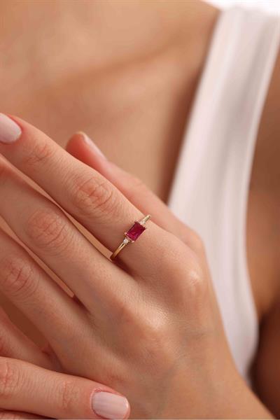 Pembe Baget Taşlı Minimal Terra Yüzük