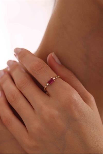 Pembe Baget Taşlı Minimal Terra Yüzük