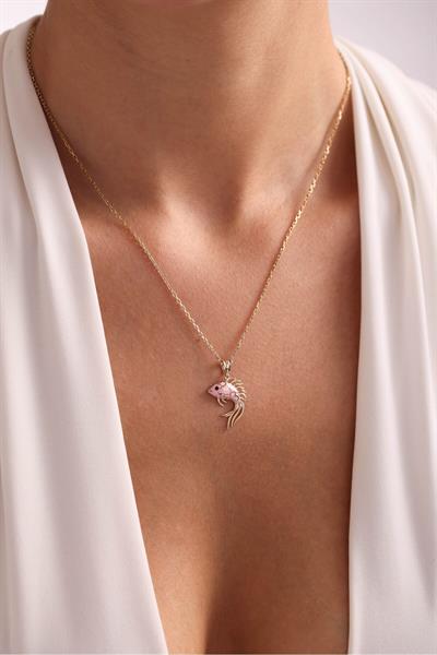 Pembe Mineli Balık Kolye Ucu