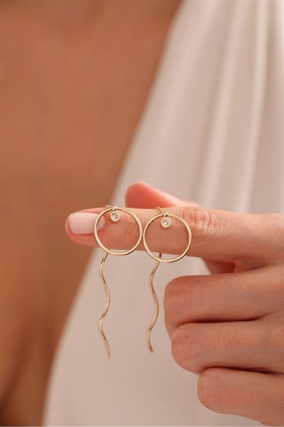 Sallantılı Taşlı Spiral Büyük Küpe