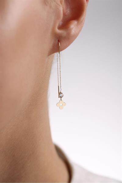 Sallantılı Taşlı Yonca Işıltılı Küpe