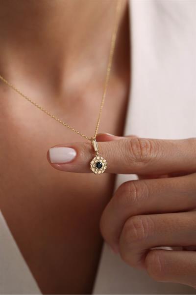 Siyah Stone Octo Kilitli Charm Pendant