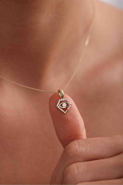 Taşlı Beşgen Göz Kolye Ucu