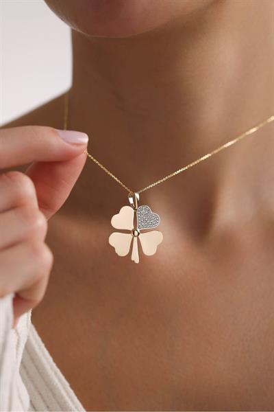 Taşlı Biggo Yonca Kolye Ucu