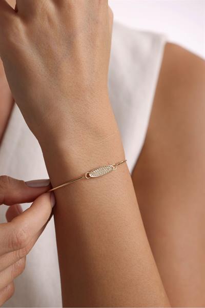 Taşlı Elips Plaka Bilezik