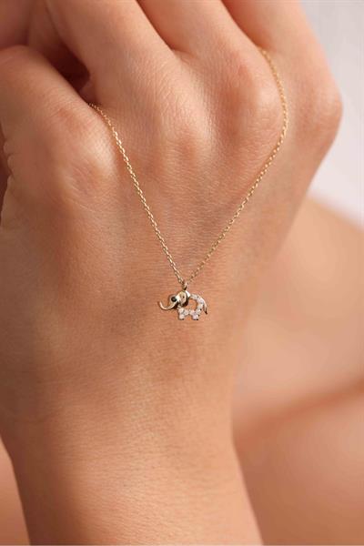 Taşlı Fil Kolye 45 cm