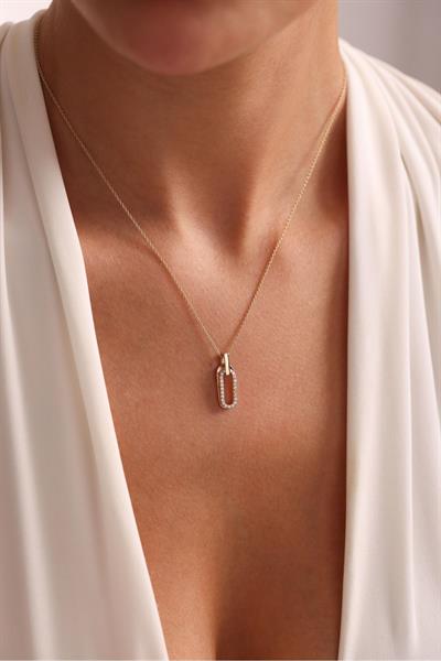 Taşlı Forever Elips Çift Kat Kolye