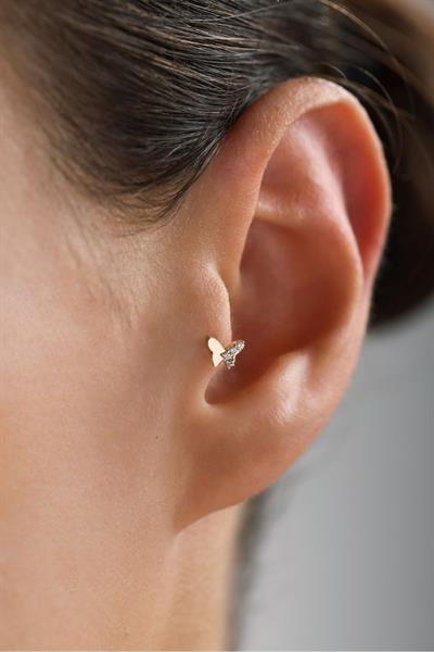Taşlı Kelebek Tragus Küpe
