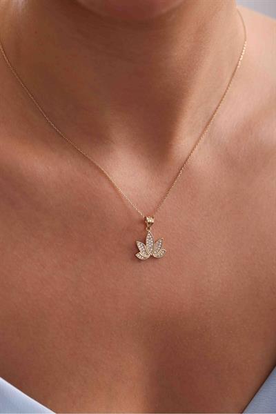 Taşlı Lotus Çiçeği Kolye Ucu