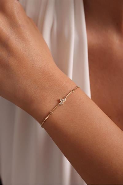 Taşlı Lotus Çiçeği Line Kemik Bileklik
