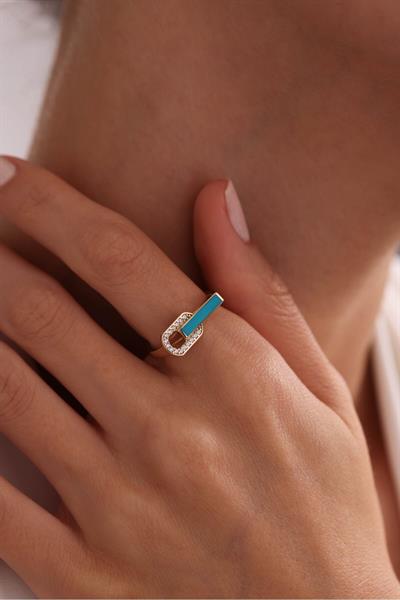 Taşlı Mavi Mineli Halka Yüzük