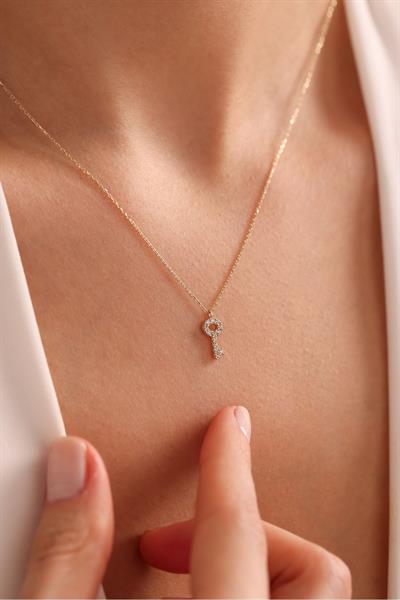 Taşlı Mini Anahtar Şans Kolye