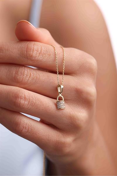 Taşlı Mini Kilit Kolye Ucu