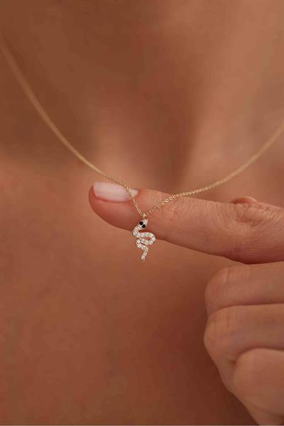 Taşlı Mini Yılan Kolye