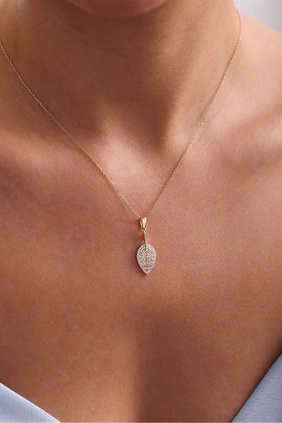 Taşlı Yaprak Kolye 45 cm