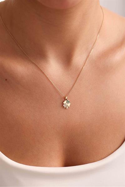 Taşlı Yeşil Mineli Yonca Kolye Ucu