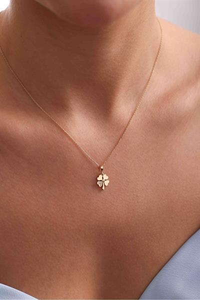 Taşlı Yonca Parlak Kolye Ucu