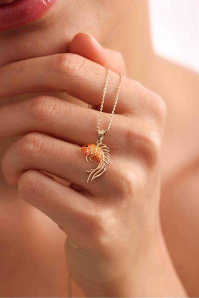 Turuncu Mineli Balık Kolye Ucu