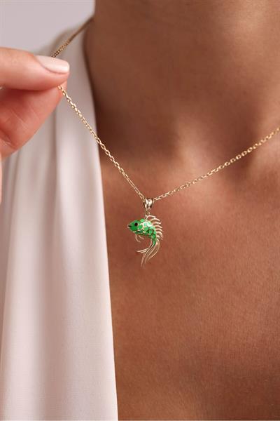 Yeşil Mineli Balık Kolye Ucu