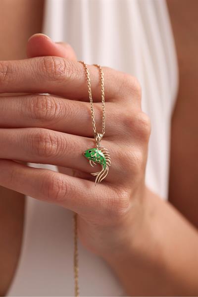 Yeşil Mineli Balık Kolye Ucu