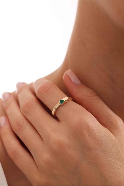 Yeşil Mineli Triang Minimal Yüzük