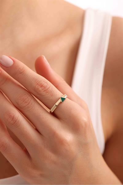 Yeşil Mineli Triang Minimal Yüzük