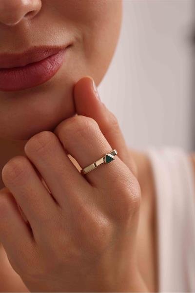 Yeşil Mineli Triang Minimal Yüzük