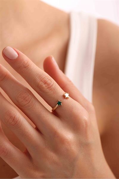 Yeşil Mineli Yıldız Model Star Yüzük