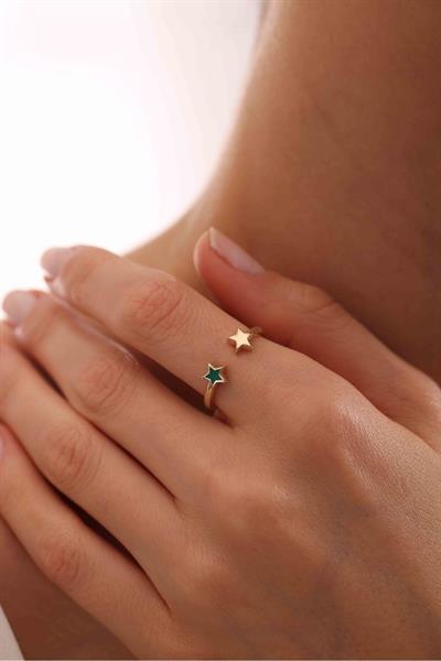 Yeşil Mineli Yıldız Model Star Yüzük