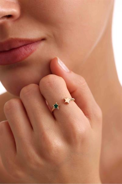 Yeşil Mineli Yıldız Model Star Yüzük