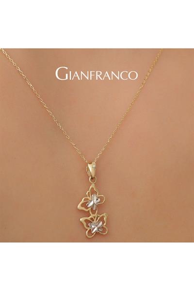 14 Ayar Çift Kelebek Kolye Ucu