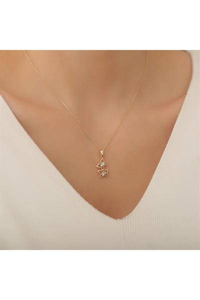 14 Ayar Çift Kelebek Kolye Ucu