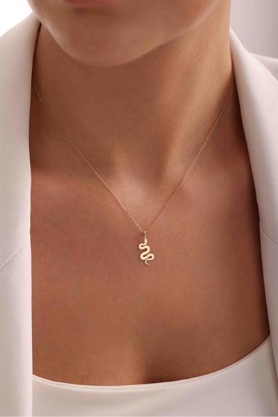 14 Ayar Yılan Model Altın Kolye