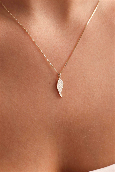 Beyaz Mineli Melek Kanat Kolye