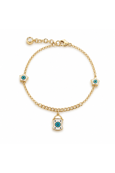 Beyaz Mineli Yıldız Çanta Sallantılı Bracelet