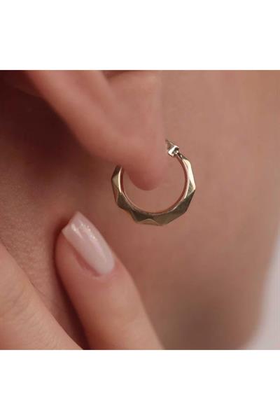 Bombeli Köşegen Altın Halka Küpe